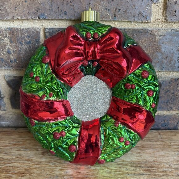 Jumbo Shatterproof Christmas Ornament Wreath 9”x8” - Picture 1 of 6